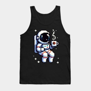 8-Bit Astronaut Coffee Break - Retro Space Pixel Art Tank Top